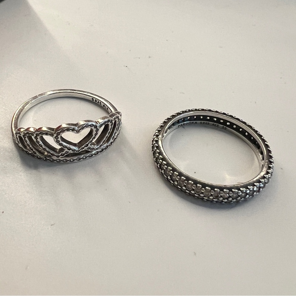 Elegant Silver Heart Ring Set